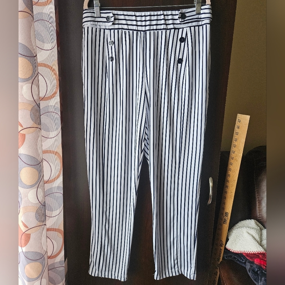 Robert Louis Navy and White Striped Pants Size XL